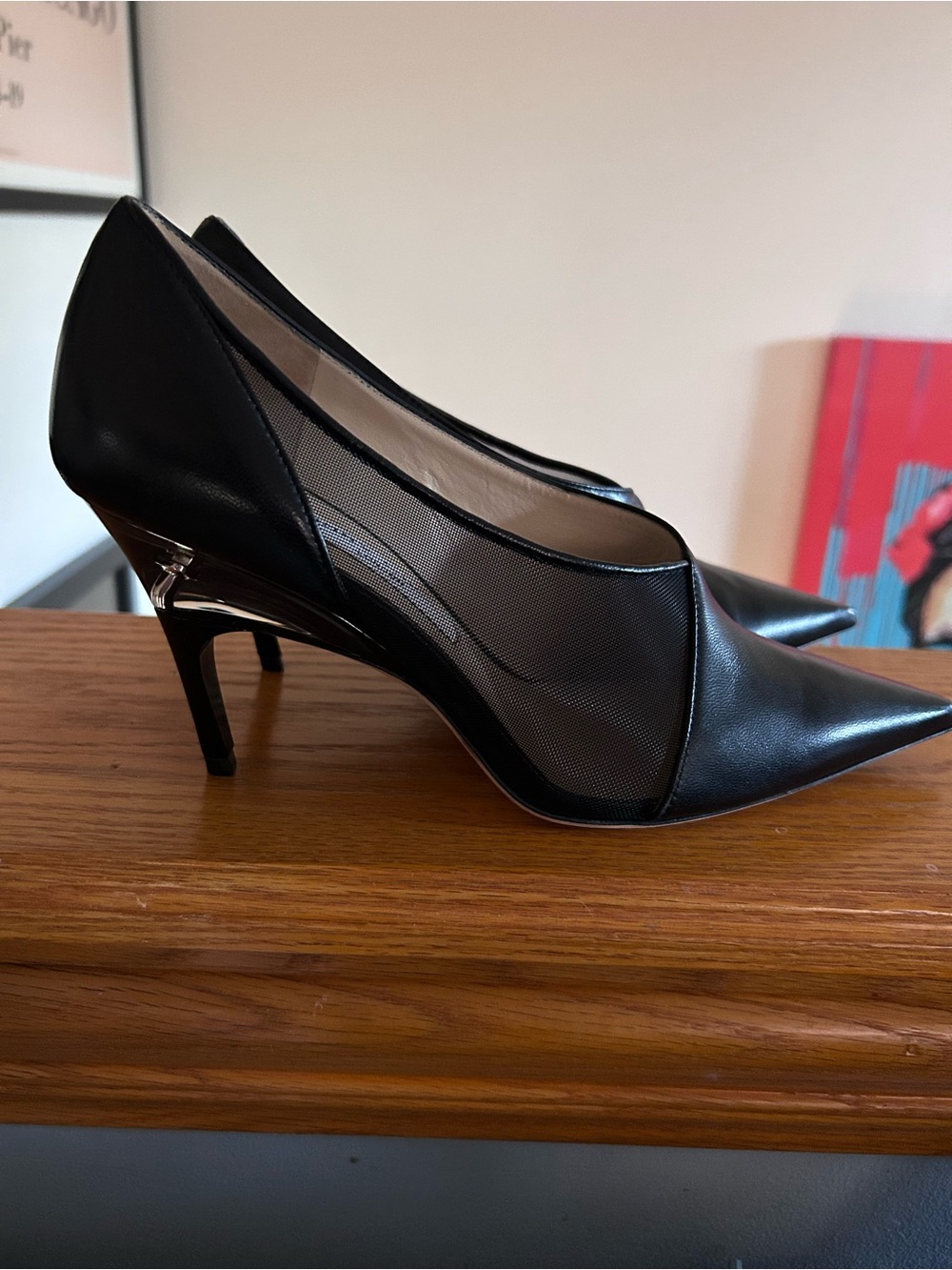 Jimmy Choo Siba Black Pointed Toe Mesh Pumps size 38.5